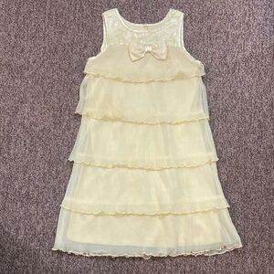 🥰Jona Michelle Yellow Sequin Girls Ruffled Tiered Sundress Size 8